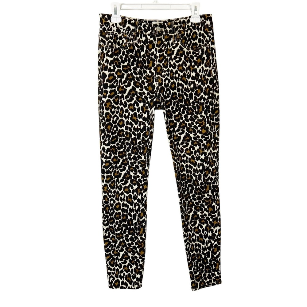 J Crew Corduroy Pants Women's Size 28 Leopard Print High Rise Toothpick Skinny